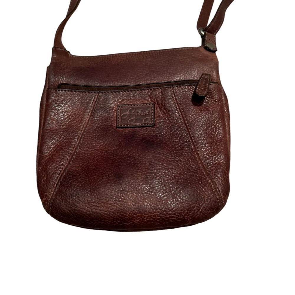 Fossil Pebbled Brown Leather Y2K Crossbody Bag